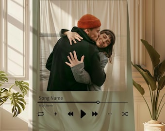 Personalized Music Album Blanket, Spotify Design, Custom Photo Favorite Song Throw, Couples Picture Design, Christmas Present, Gİft For Her