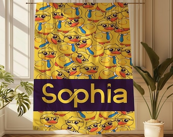 Custom Funny Duck Name Blanket, Personalized Cool Duck Design Throw for Kids Babies Boys, Baby Shower Gift, Unique Christmas Couch Present