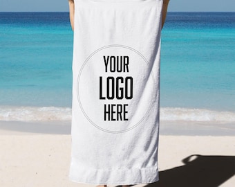 Custom Logo Text Design Beach Towel, Personalized Appreciation Gift For Company Corporate,Coworkers, Unique Christmas Pool Towel Present