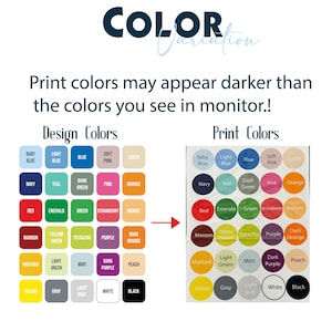 K&ouml;nnte beinhalten: Ein Bild, das eine Farbkarte mit dem Text "COLOR Variation" zeigt. Die Karte vergleicht "Design Colors" und "Print Colors" und zeigt m&ouml;gliche Farbvariationen. Die Karte enth&auml;lt eine Reihe von Farben wie Blau, Gr&uuml;n, Rosa und Orange.