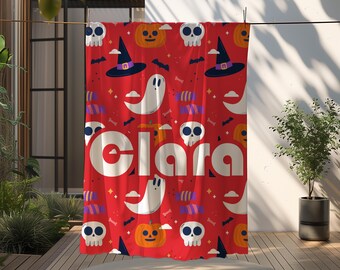 Custom Name Baby Blanket, Personalized Gift for Toddler/Baby/Girls/Boys, Custom Ghost Pumpkin Style Blanket Baby Shower Gift, Cute Halloween