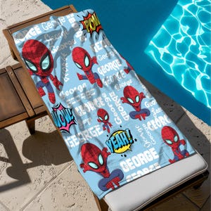 Custom Super Hero Beach Towels,Personalized Spider Beach Towel,Cartoon Towel Gift For Kids, Superhero Pool Towel,Movie Summer Vacation Towel