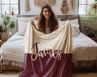 Personalized Name Blanket, Custom Couch Throw, Cozy Blanket for Home & Gift, Unisex Blanket, Fleece, Sherpa, Minky Blanket, For Girl/Boy/Kid
