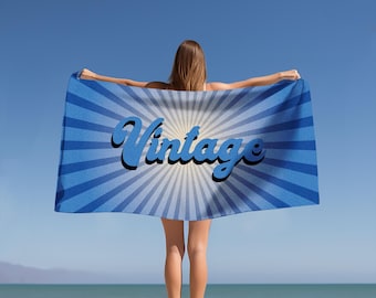 RETRO Font Style Custom Name Beach Towel,Personalized Groovy 80's 90's Pool Towel, Custom Vintage Design Bath Towel, Vacation Christmas Gift