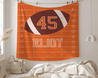 Personalized American Football Name Blanket, Custom Football Number Blanket, Gift for Dad Husband Son Kid, School, Sport Team Training Throw