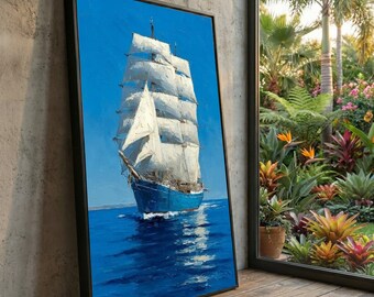 Sailing Ship Canvas Print, Ocean Landscape, Nautical Wall Art