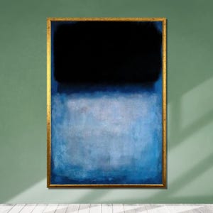 Rothko-Inspired Blue and Black Abstract Canvas: Modern Minimalist Wall Art