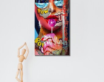 Pop Art Lollipop Canvas, Modern Graffiti Wall Art, Colorful