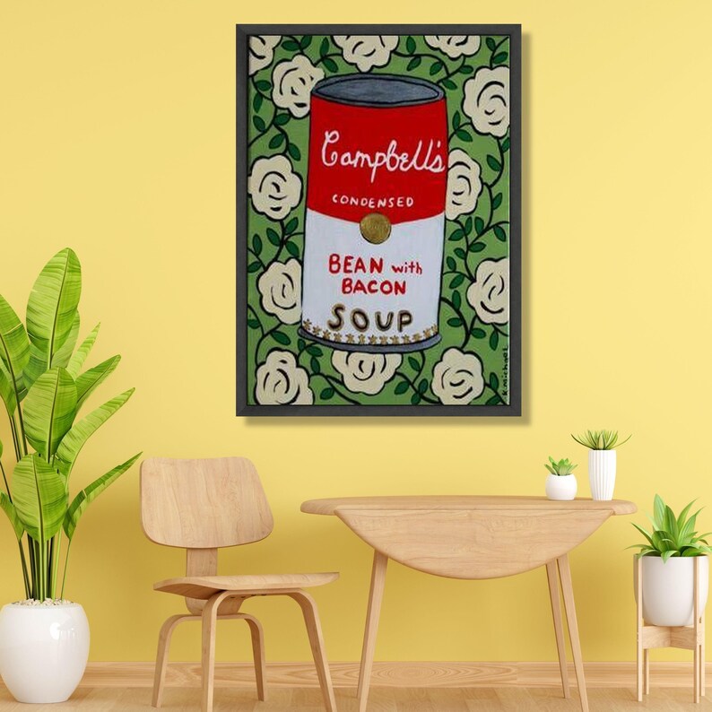 Campbells Bean With Bacon Soup Can Canvas, Pop Art Wall Decor, Retro ...