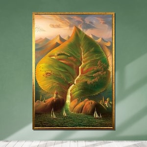 Surreal Leaf Mountain Canvas Print: Vladimir Kush Nature Art