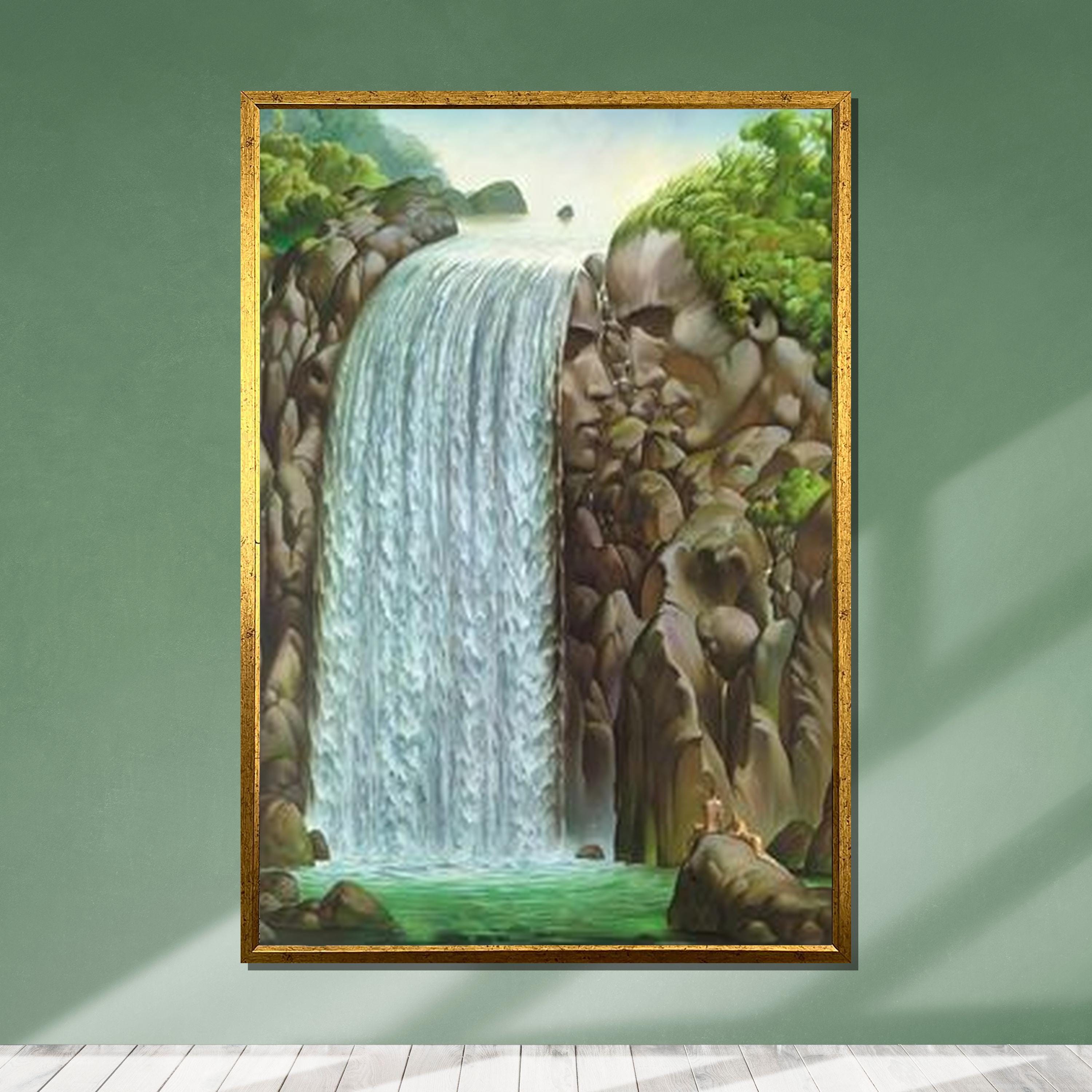 Vladimir Kush Art: Romantic Waterfall Canvas - Hidden Faces