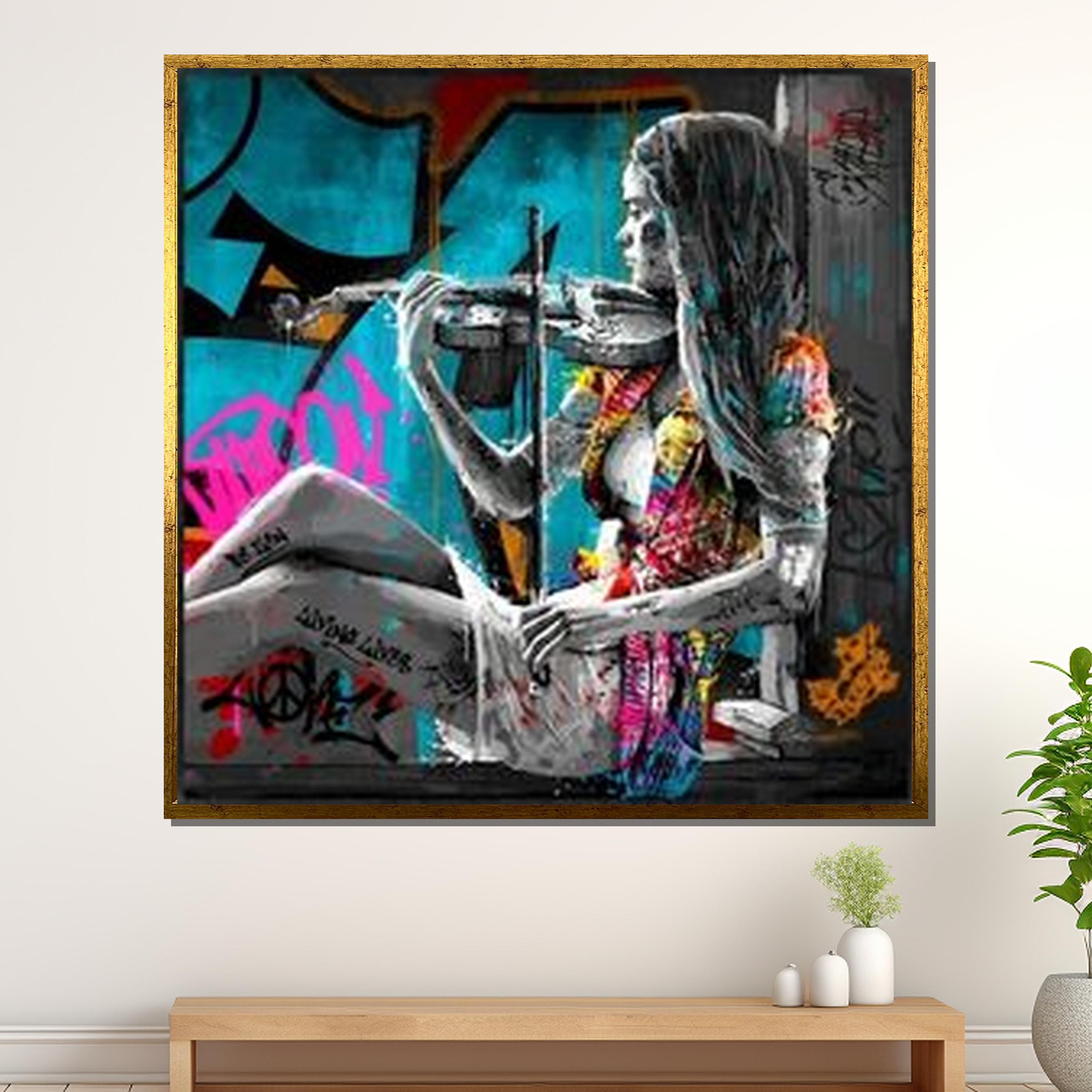 Street Violinist Canvas Art: Urban Graffiti Decor - Etsy