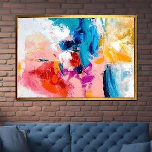 Vibrant Abstract Canvas Art, Multicolor Modern Wall Art, Contemporary Brushstroke Painting, Bold and Colorful Wall Decor,  Canvas