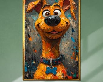 Cartoon Dog Canvas Art: Whimsical Pet Wall Decor