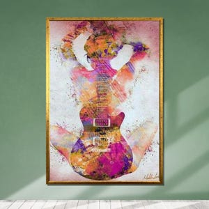 Abstract Guitar Canvas Art: Colorful Silhouette, Music Lover Decor