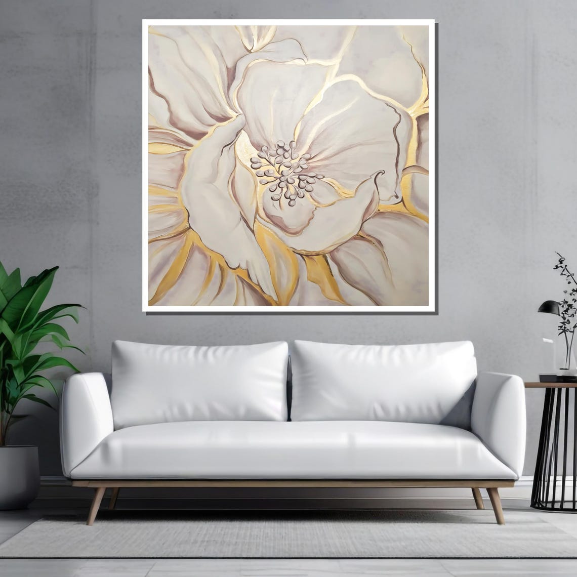 Floral Brunch Canvas Art with Gold Frame - 80cm x 80cm main image 0