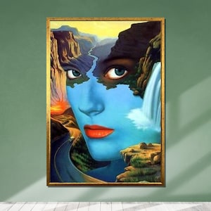 Surreal Woman Landscape Canvas Art: Dreamy Home Decor