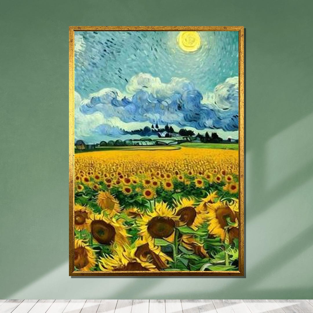 Van Gogh Sunflower Field Canvas Print: Impressionist Landscape Art