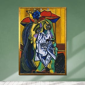 Picasso Weeping Woman Print: Cubist Emotional Canvas Art