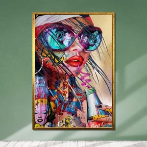 Pop Art Graffiti Woman Canvas: Vibrant Urban Street Art Print