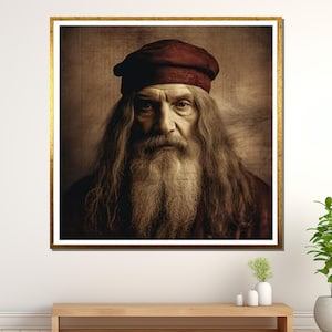 Leonardo da Vinci Portrait Canvas, Renaissance Master Wall Art, Vintage Art History Print, Old Master Decor, Ready To Hang Canvas