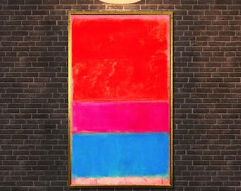 Rothko Inspired Abstract Canvas Art: Red, Pink & Blue Color Block