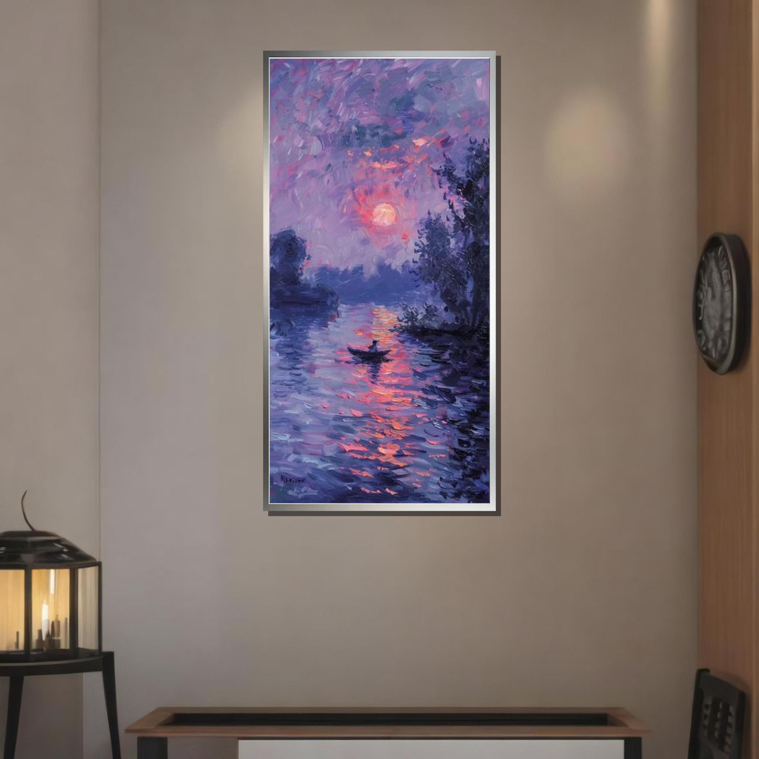 印象派風 水彩画 夕日　27cm24cm abcdbd7080aa55a3f25469e8db71a2