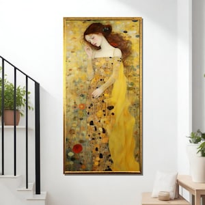 Klimt Lady in Gold Canvas Print: Art Nouveau Portrait