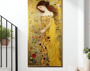 Klimt Lady in Gold Canvas Print: Art Nouveau Portrait