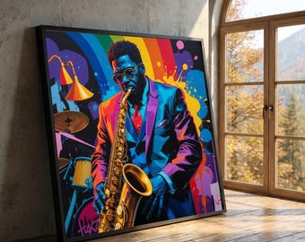 Urban Jazz Soul - Graffiti Saxophone Canvas Print, Colorful