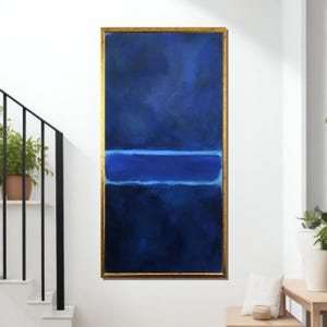 Deep Blue Abstract, Rothko-Inspired Art, Minimalist Canvas Painting