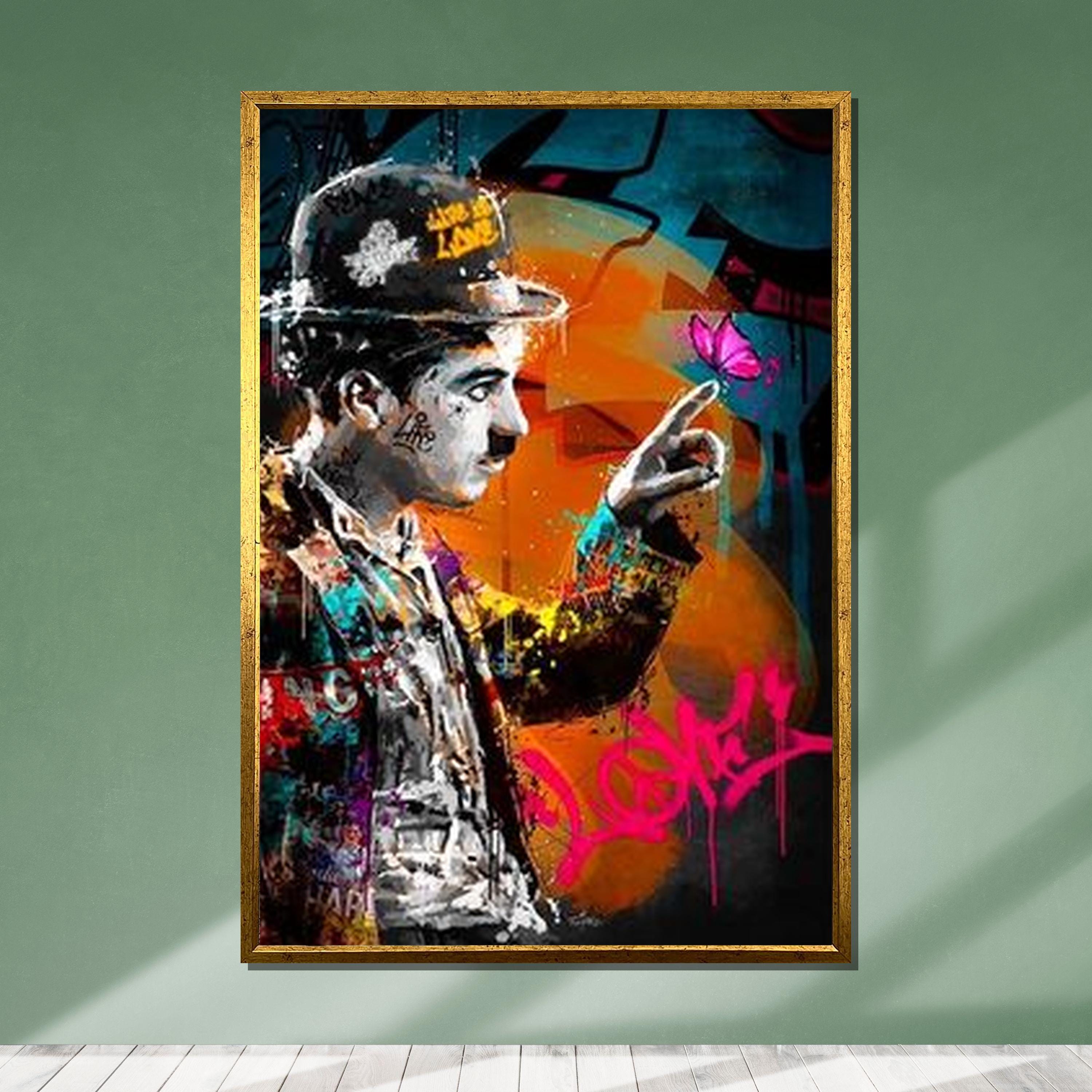 Charlie Chaplin Graffiti Canvas: Vintage Pop Art, Ready to Hang - Etsy