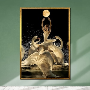 Ballerina Swan Lake Canvas: Elegant Ballet Art Wall Decor