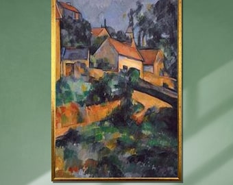 Cézanne Dorf Landschaft Leinwanddruck: Französische impressionistische Kunst