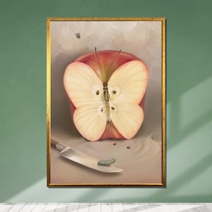 Surreal Butterfly Apple Canvas Art: Vladimir Kush Style, Ready to Hang