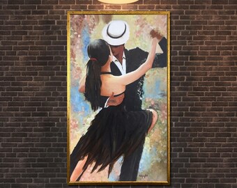 Tango Lovers Art Print: Romantic Dance Painting on Canvas