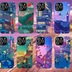 Anime Art Aesthetic Phone Case, Japanese Anime Phone Case Cover For iPhone 16 Plus 15 Pro 14 Pro Max 13 12 Mini 11 X,Galaxy S24 S23  S21