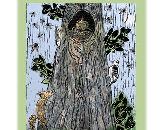 Forest Queen, Original Art Notecard, Signed Digital Pigmented Print with Envelope