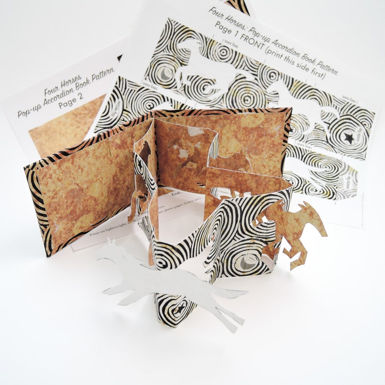 Comment faire un livre d'artiste accordéon pop-up, un projet de découpe et de pliage de papier bricolage avec un motif illustré et des instructions étape par étape image 2
