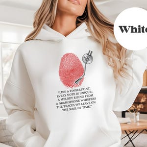Music Lover Vinyl Record Sweater, Graphic Fingerprint Hoodie, Record Lover Sweater, Gift for Friend, Musical Themed Sweatshirt,Record Hoodie