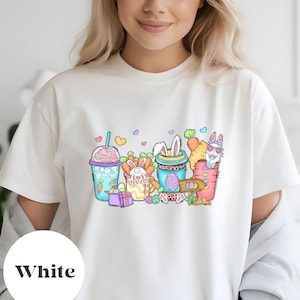 Easter Coffee Latte Shirt, Womens Coffee Lover Easter Shirt, Cute Coffee Lover Bunny T-Shirt, Gift for Easter Day, Trendy Easter T-Shirt
