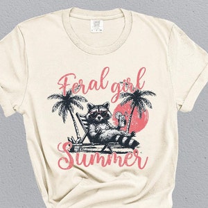 Comfort Colors® Feral Girl Summer Raccoon Shirt, Funny Meme Raccoon T Shirt, Cowgirl Shirt, Feral Funny Shirt, Rodeo Shirt, Western Shirt
