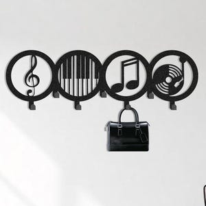 Metal Music Notes Coat Rack: Wall Mounted Hanger, Music Lover Gift