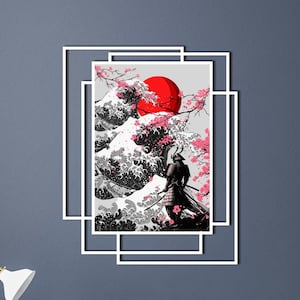 The Great Wave off Kanagawa Metal Wall Decor, Samurai, Japanese Wall Decor, Asian Inspired Decor, Interior Design, Zen Decor, Japanese Gifts