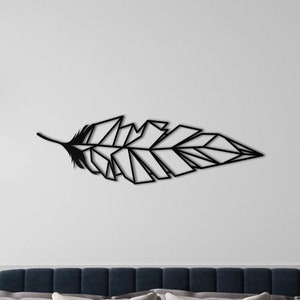 Gold Feather Metal Wall Art: Laser Cut Wall Hanging