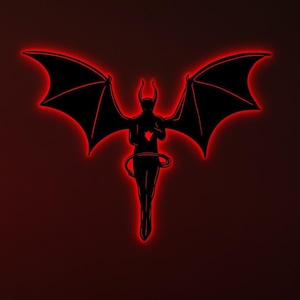 Arte de pared LED Devil: luz nocturna para dormitorio, iluminación roja