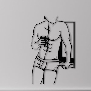 Masculine Metal Line Art: Man Body Wall Decor