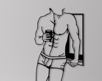 Masculine Metal Line Art: Man Body Wall Decor