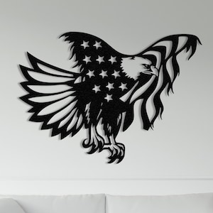 Metalen muurkunst zeearend: rustieke Amerikaanse vlag patriottisch decor
