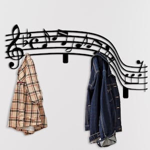 Music Note Metal Wall Coat Rack: Modern Home Organizer